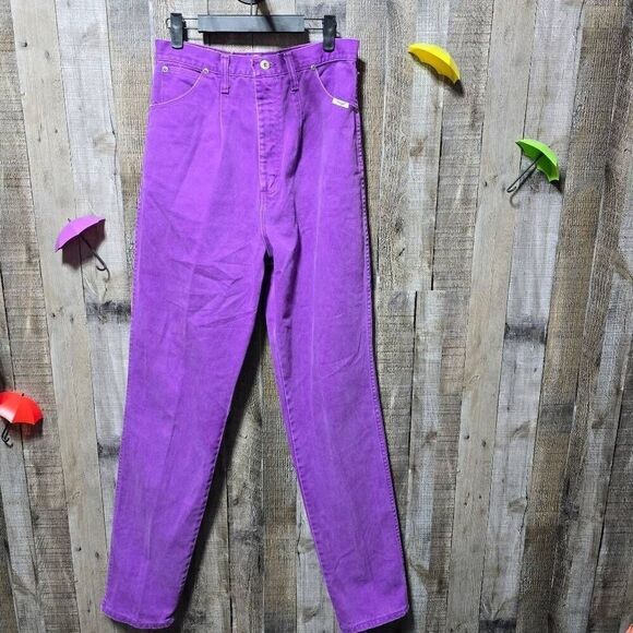 Wrangler Purple Vintage 80s High Rise Strauggt Leg Mom Jeans - Picture 1 of 3